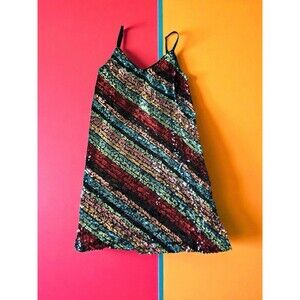 Sequin Mini Dress Medium ALine Bodycon Cocktail Club Party Holiday Lined Sparkle